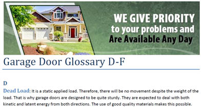 Glossary -  Garage Door Repair Wilsonville