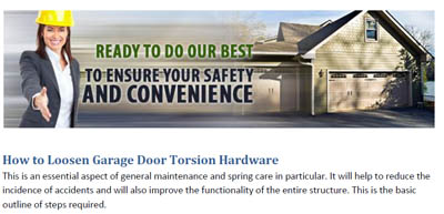 How to Loosen Torsion Hardware - Garage Door Repair Wilsonville